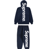 Supreme Satin Applique Hooded Sweatshirt & Sweatpant Set Navy