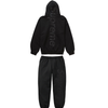 Supreme Satin Applique Hooded Sweatshirt & Sweatpant Set Black on Black